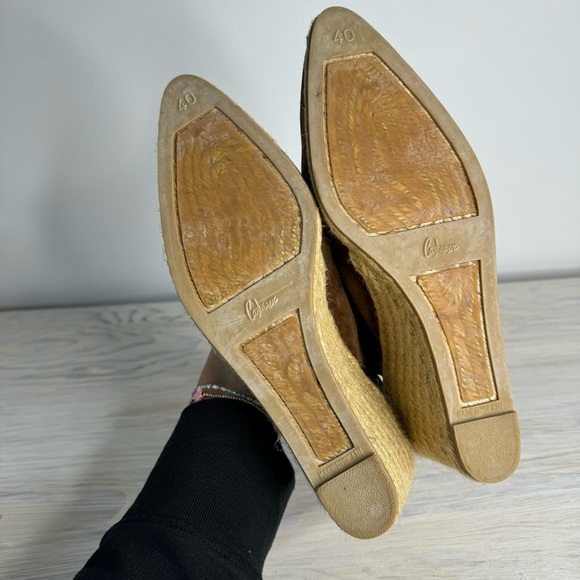 Castaner Chocolate Brown Suede Pointed Toe Sling-back Minimalist Resort Wedges - Picture 5 of 10